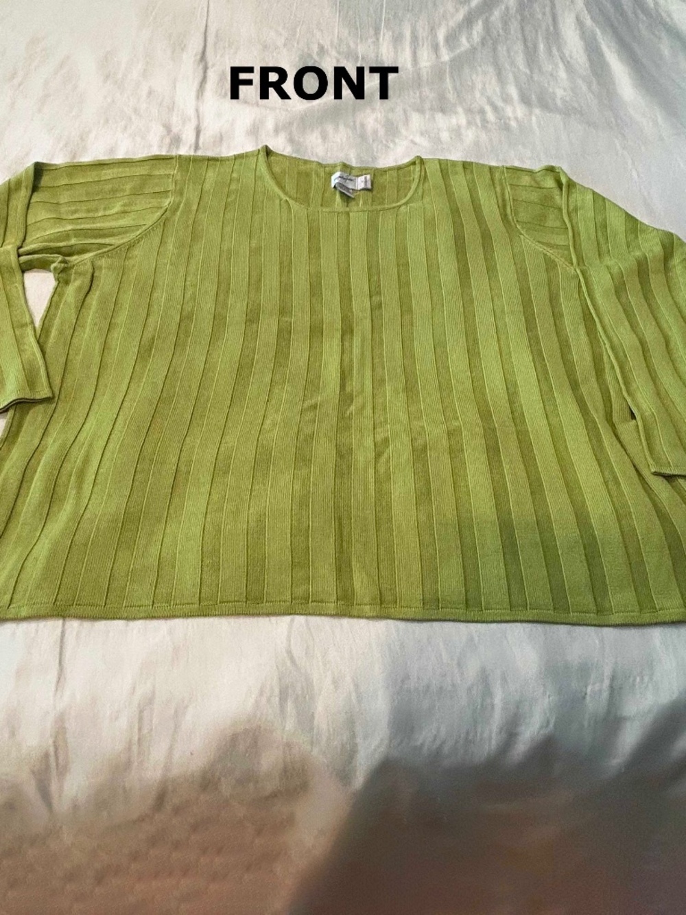 SWEATER, PULLOVER, 100% SILK, LIME GREEN, SIZE 3X, ROUND NECK, LONG SLEEVES,